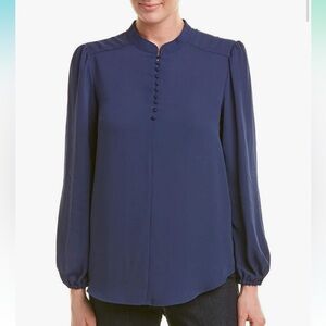 Nanette Lepore Semi-Sheer Navy Blue Blouse Size S